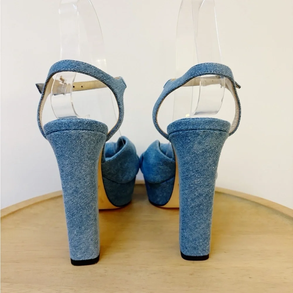 Jimmy Choo Heloise Denim Platform Heel Sandals - Picture 10 of 11